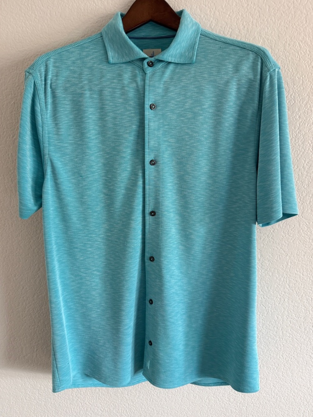 Johnnie-O Men’s Large Teal Short-Sleeve Button Polo Shirt